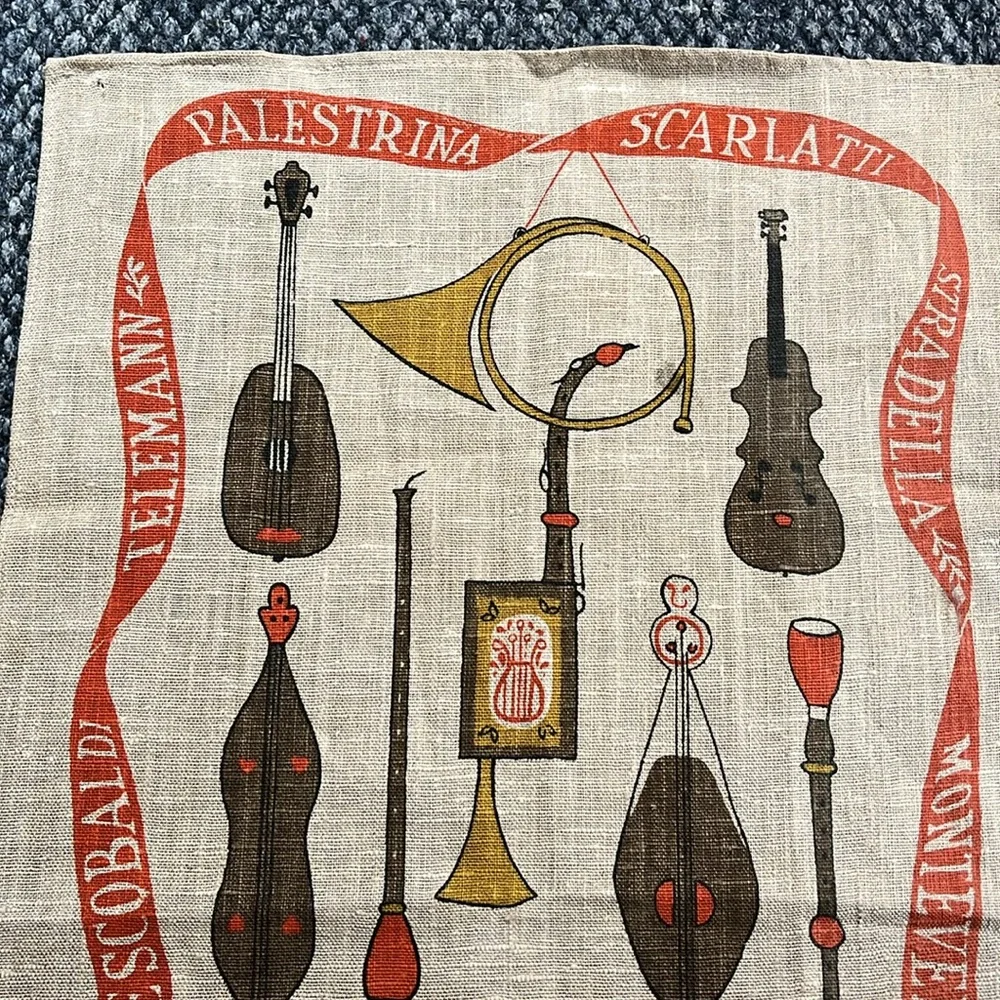 Vintage Musical Instrument and Composer TeaTowel - Picture 2 of 6